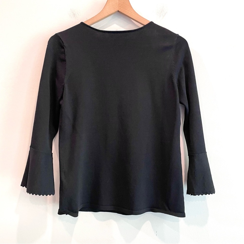 Etcetera Knit Bell Sleeve Cut Out Neckline Sweater - Picture 9 of 12